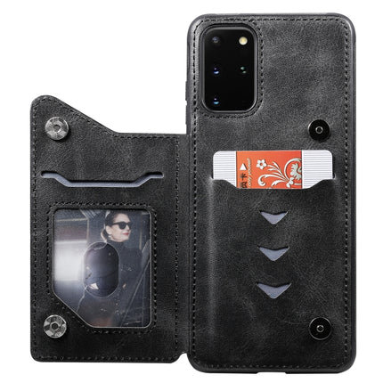 For Galaxy S20 Plus Calf Texture Horizontal Flip Leather Case with Holder & Card Slots & Frame(Black)-garmade.com