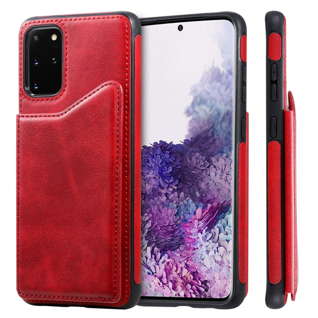 For Galaxy S20 Plus Calf Texture Horizontal Flip Leather Case with Holder & Card Slots & Frame(Red)-garmade.com