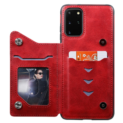 For Galaxy S20 Plus Calf Texture Horizontal Flip Leather Case with Holder & Card Slots & Frame(Red)-garmade.com