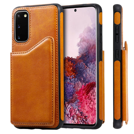 For Galaxy S20 Plus Calf Texture Horizontal Flip Leather Case with Holder & Card Slots & Frame(Brown)-garmade.com
