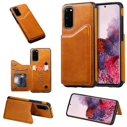 For Galaxy S20 Plus Calf Texture Horizontal Flip Leather Case with Holder & Card Slots & Frame(Brown)-garmade.com