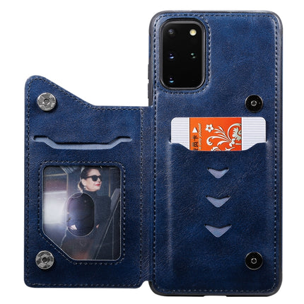 For Galaxy S20 Plus Calf Texture Horizontal Flip Leather Case with Holder & Card Slots & Frame(Blue)-garmade.com