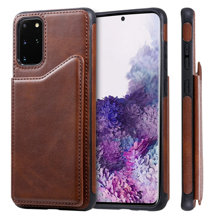 For Galaxy S20 Plus Calf Texture Horizontal Flip Leather Case with Holder & Card Slots & Frame(Coffee)-garmade.com