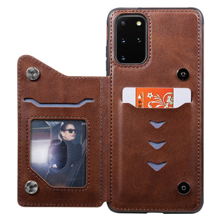 For Galaxy S20 Plus Calf Texture Horizontal Flip Leather Case with Holder & Card Slots & Frame(Coffee)-garmade.com