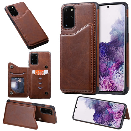 For Galaxy S20 Plus Calf Texture Horizontal Flip Leather Case with Holder & Card Slots & Frame(Coffee)-garmade.com