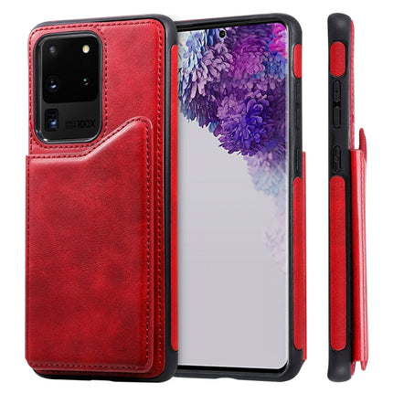 For Galaxy S20 Ultra Calf Texture Horizontal Flip Leather Case with Holder & Card Slots & Frame(Red)-garmade.com