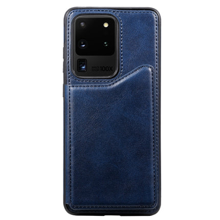 For Galaxy S20 Ultra Calf Texture Horizontal Flip Leather Case with Holder & Card Slots & Frame(Blue)-garmade.com