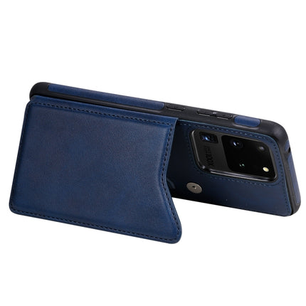 For Galaxy S20 Ultra Calf Texture Horizontal Flip Leather Case with Holder & Card Slots & Frame(Blue)-garmade.com