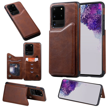 For Galaxy S20 Ultra Calf Texture Horizontal Flip Leather Case with Holder & Card Slots & Frame(Coffee)-garmade.com