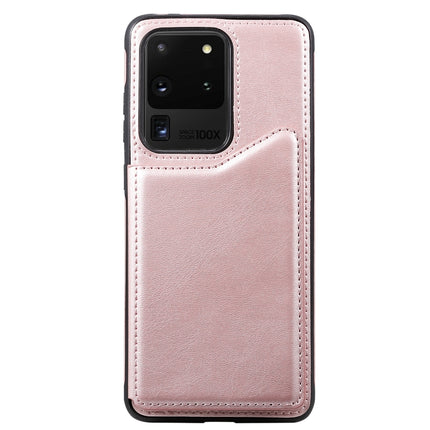 For Galaxy S20 Ultra Calf Texture Horizontal Flip Leather Case with Holder & Card Slots & Frame(Rose Gold)-garmade.com