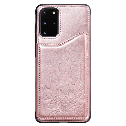 For Galaxy S20 Plus Skull Embossing Pattern Shockproof Protective Case with Card Slots & Photo Frame(Rose Gold)-garmade.com