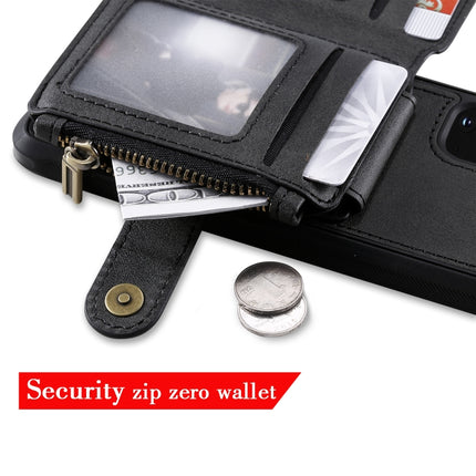 For Galaxy S20 Zipper Shockproof Protective Case with Card Slots & Bracket & Photo Holder & Wallet Function(Black)-garmade.com
