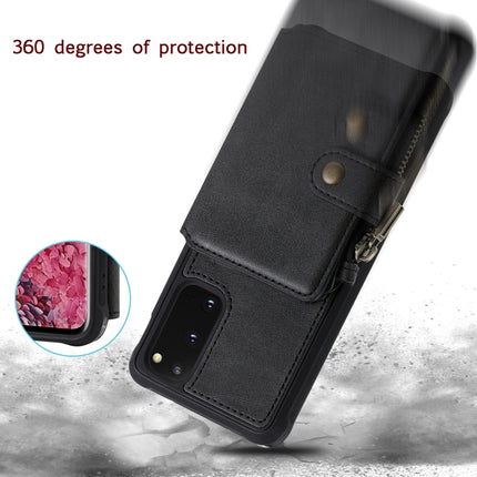 For Galaxy S20 Zipper Shockproof Protective Case with Card Slots & Bracket & Photo Holder & Wallet Function(Coffee)-garmade.com