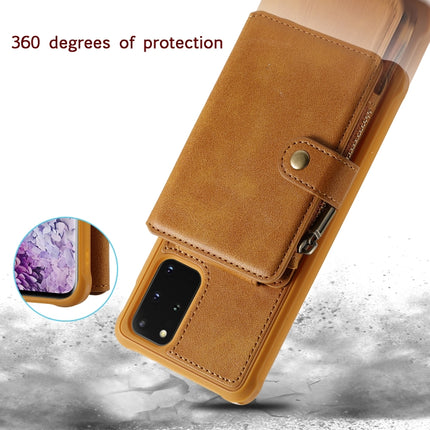 For Galaxy S20+ Zipper Shockproof Protective Case with Card Slots & Bracket & Photo Holder & Wallet Function(Black)-garmade.com