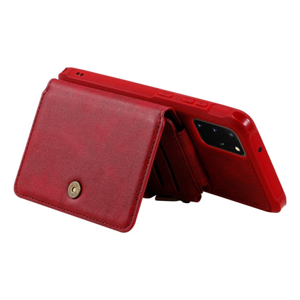 For Galaxy S20+ Zipper Shockproof Protective Case with Card Slots & Bracket & Photo Holder & Wallet Function(Red)-garmade.com