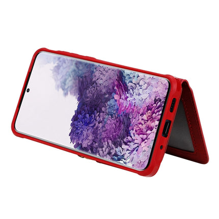 For Galaxy S20+ Zipper Shockproof Protective Case with Card Slots & Bracket & Photo Holder & Wallet Function(Red)-garmade.com