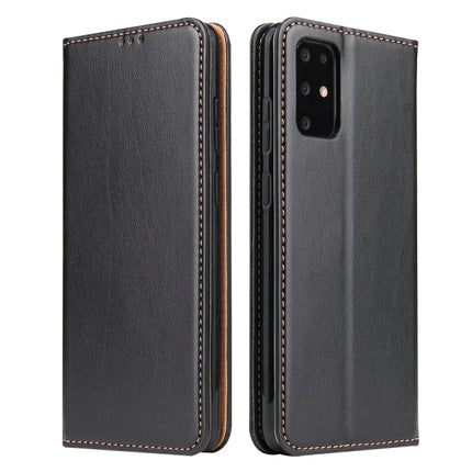 For Galaxy S20 Fierre Shann PU Genuine Leather Texture Horizontal Flip Leather Case with Holder & Card Slots & Wallet(Black)-garmade.com