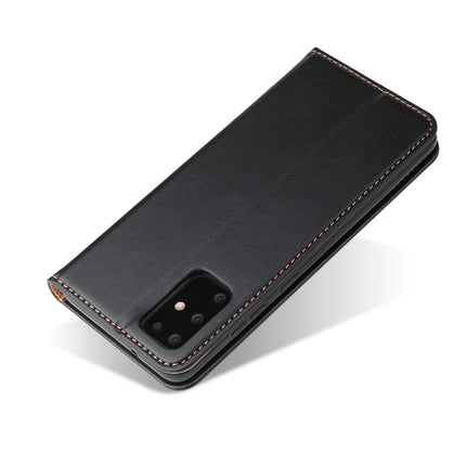 For Galaxy S20 Fierre Shann PU Genuine Leather Texture Horizontal Flip Leather Case with Holder & Card Slots & Wallet(Black)-garmade.com