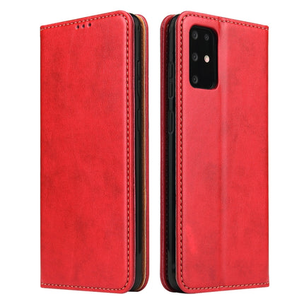 For Galaxy S20 Fierre Shann PU Genuine Leather Texture Horizontal Flip Leather Case with Holder & Card Slots & Wallet(Red)-garmade.com