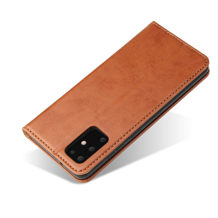 For Galaxy S20 Fierre Shann PU Genuine Leather Texture Horizontal Flip Leather Case with Holder & Card Slots & Wallet(Brown)-garmade.com