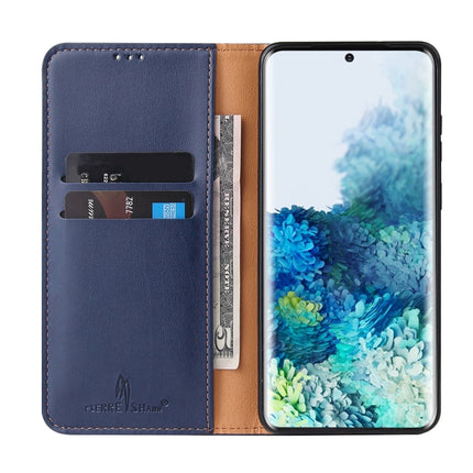 For Galaxy S20+ Fierre Shann PU Genuine Leather Texture Horizontal Flip Leather Case with Holder & Card Slots & Wallet(Blue)-garmade.com