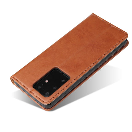 For Galaxy S20 Ultra Fierre Shann PU Genuine Leather Texture Horizontal Flip Leather Case with Holder & Card Slots & Wallet(Brown)-garmade.com