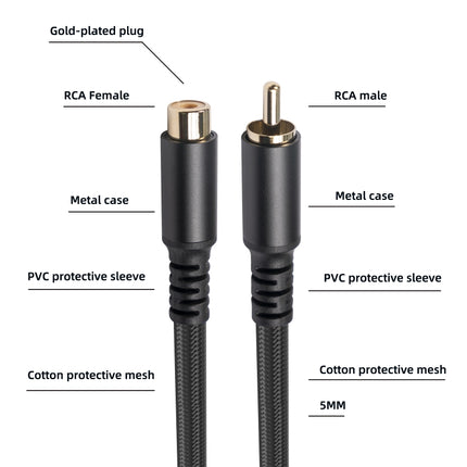 3709MF RCA Male to Female Audio & Video Extension Cable, Length:3m-garmade.com