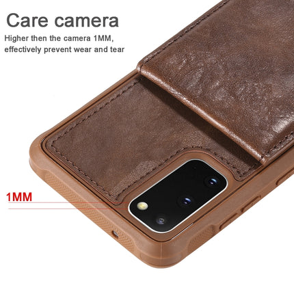 For Galaxy S20 Vertical Flip Shockproof Leather Protective Case with Long Rope, Support Card Slots & Bracket & Photo Holder & Wallet Function(Brown)-garmade.com