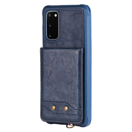 For Galaxy S20 Vertical Flip Shockproof Leather Protective Case with Long Rope, Support Card Slots & Bracket & Photo Holder & Wallet Function(Blue)-garmade.com