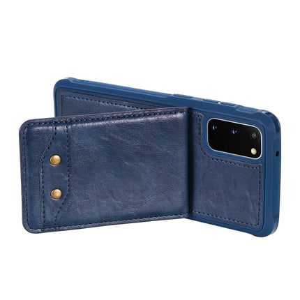 For Galaxy S20 Vertical Flip Shockproof Leather Protective Case with Long Rope, Support Card Slots & Bracket & Photo Holder & Wallet Function(Blue)-garmade.com