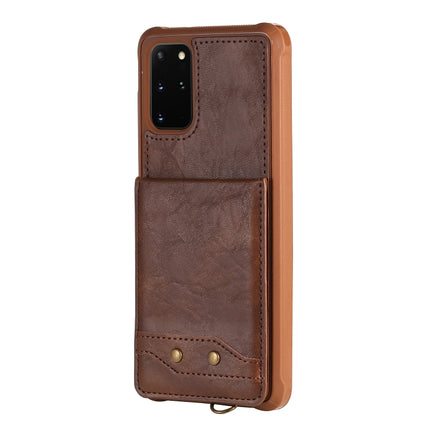 For Galaxy S20+ Vertical Flip Shockproof Leather Protective Case with Long Rope, Support Card Slots & Bracket & Photo Holder & Wallet Function(Coffee)-garmade.com