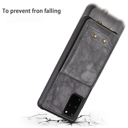 For Galaxy S20+ Vertical Flip Shockproof Leather Protective Case with Long Rope, Support Card Slots & Bracket & Photo Holder & Wallet Function(Coffee)-garmade.com