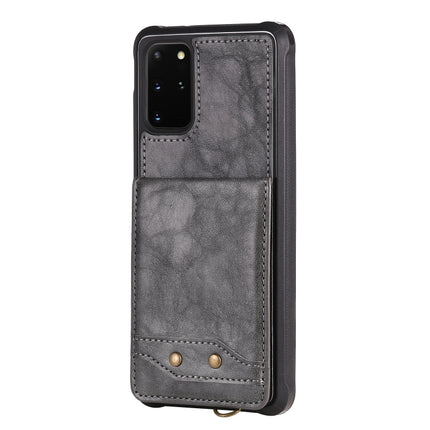 For Galaxy S20+ Vertical Flip Shockproof Leather Protective Case with Long Rope, Support Card Slots & Bracket & Photo Holder & Wallet Function(Gray)-garmade.com