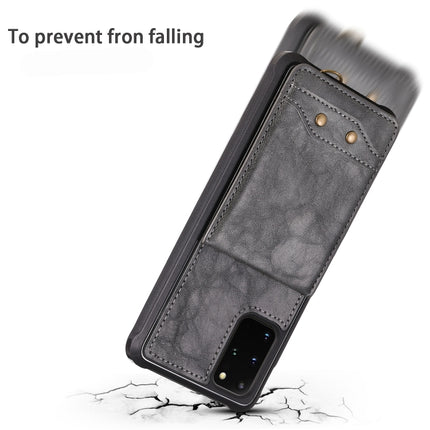 For Galaxy S20+ Vertical Flip Shockproof Leather Protective Case with Long Rope, Support Card Slots & Bracket & Photo Holder & Wallet Function(Gray)-garmade.com