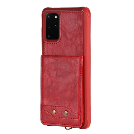 For Galaxy S20+ Vertical Flip Shockproof Leather Protective Case with Long Rope, Support Card Slots & Bracket & Photo Holder & Wallet Function(Red)-garmade.com