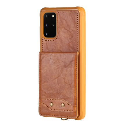 For Galaxy S20+ Vertical Flip Shockproof Leather Protective Case with Long Rope, Support Card Slots & Bracket & Photo Holder & Wallet Function(Brown)-garmade.com