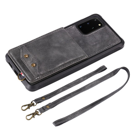 For Galaxy S20+ Vertical Flip Shockproof Leather Protective Case with Long Rope, Support Card Slots & Bracket & Photo Holder & Wallet Function(Brown)-garmade.com