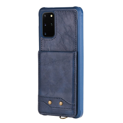 For Galaxy S20+ Vertical Flip Shockproof Leather Protective Case with Long Rope, Support Card Slots & Bracket & Photo Holder & Wallet Function(Blue)-garmade.com