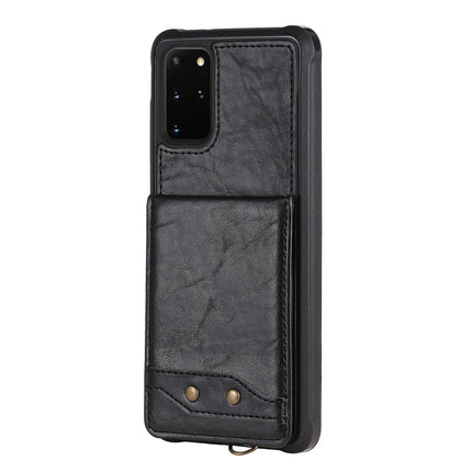 For Galaxy S20+ Vertical Flip Shockproof Leather Protective Case with Long Rope, Support Card Slots & Bracket & Photo Holder & Wallet Function(Black)-garmade.com