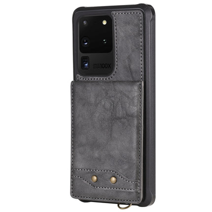 For Galaxy S20 Ultra Vertical Flip Shockproof Leather Protective Case with Long Rope, Support Card Slots & Bracket & Photo Holder & Wallet Function(Gray)-garmade.com