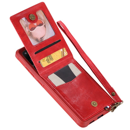For Galaxy S20 Ultra Vertical Flip Shockproof Leather Protective Case with Long Rope, Support Card Slots & Bracket & Photo Holder & Wallet Function(Red)-garmade.com