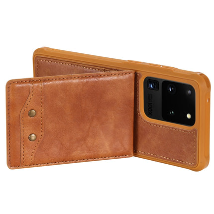 For Galaxy S20 Ultra Vertical Flip Shockproof Leather Protective Case with Long Rope, Support Card Slots & Bracket & Photo Holder & Wallet Function(Brown)-garmade.com