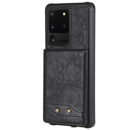 For Galaxy S20 Ultra Vertical Flip Shockproof Leather Protective Case with Long Rope, Support Card Slots & Bracket & Photo Holder & Wallet Function(Black)-garmade.com