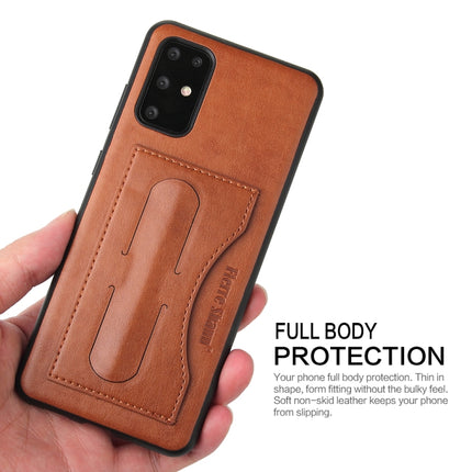 For Galaxy S20 Fierre Shann Full Coverage PU Leather Protective Case with Holder & Card Slot(Brown)-garmade.com