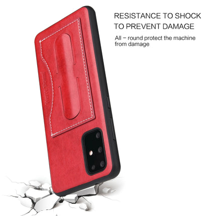 For Galaxy S20 Fierre Shann Full Coverage PU Leather Protective Case with Holder & Card Slot(Red)-garmade.com