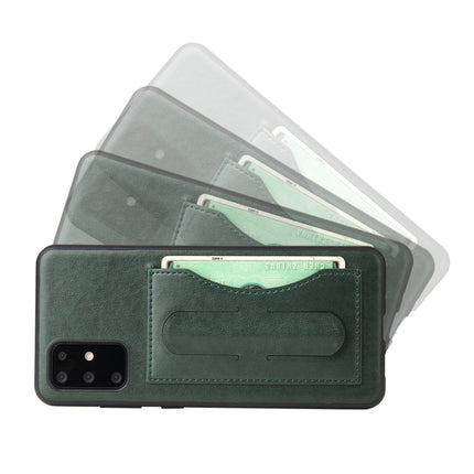 For Galaxy S20 Fierre Shann Full Coverage PU Leather Protective Case with Holder & Card Slot(Green)-garmade.com
