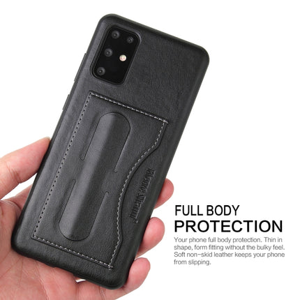 For Galaxy S20+ Fierre Shann Full Coverage PU Leather Protective Case with Holder & Card Slot(Black)-garmade.com