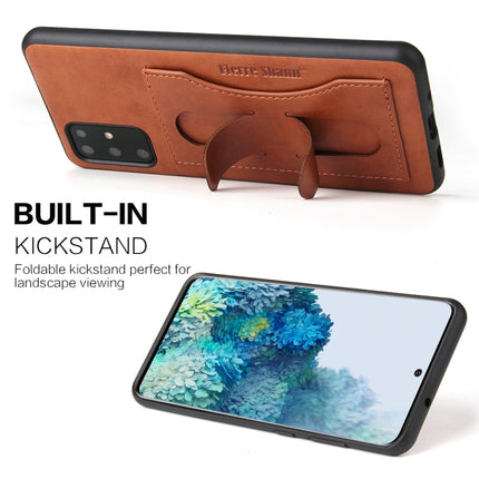 For Galaxy S20+ Fierre Shann Full Coverage PU Leather Protective Case with Holder & Card Slot(Brown)-garmade.com