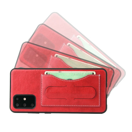 For Galaxy S20+ Fierre Shann Full Coverage PU Leather Protective Case with Holder & Card Slot(Red)-garmade.com