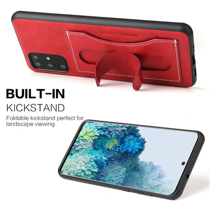 For Galaxy S20+ Fierre Shann Full Coverage PU Leather Protective Case with Holder & Card Slot(Red)-garmade.com